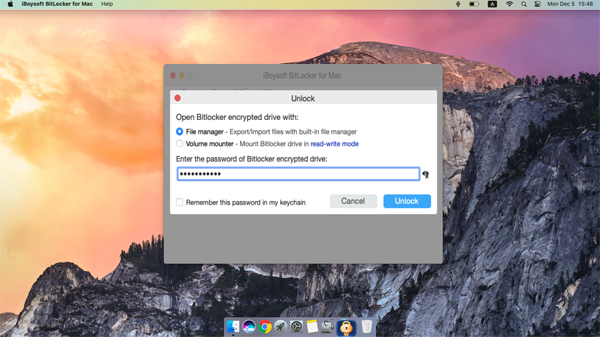 Choose file manager option in iBoysoft BitLocker for Mac