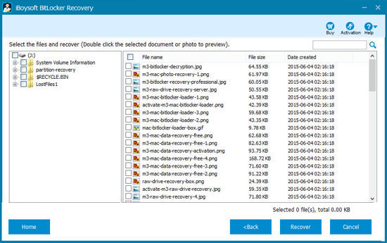 View the scan results in iBoysoft BitLocker Recovery