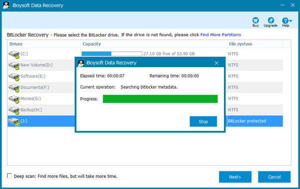 Scan data from BitLocker encrypted drive