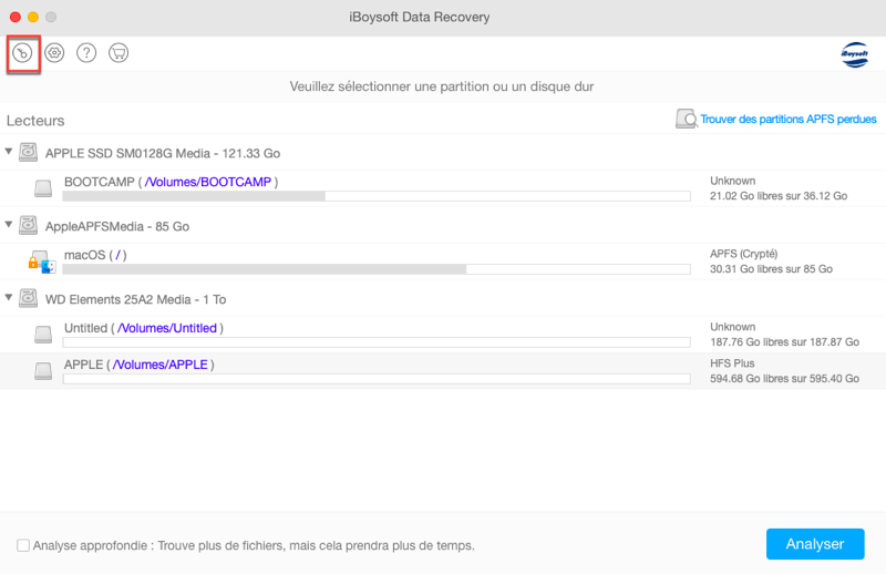 Cliquez sur le bouton d'activation de la fenêtre d'accueil d'iBoysoft Data Recovery pour mac