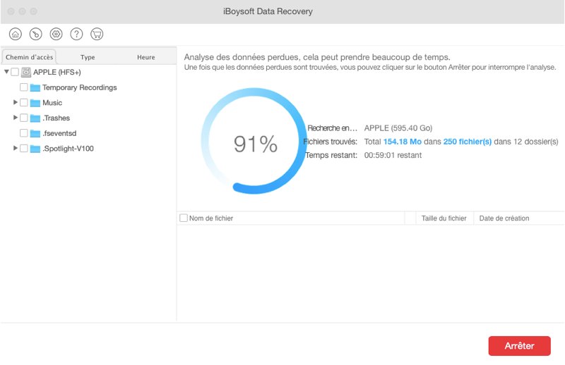 Analyser les données perdues avec iBoysoft Data Recovery for Mac