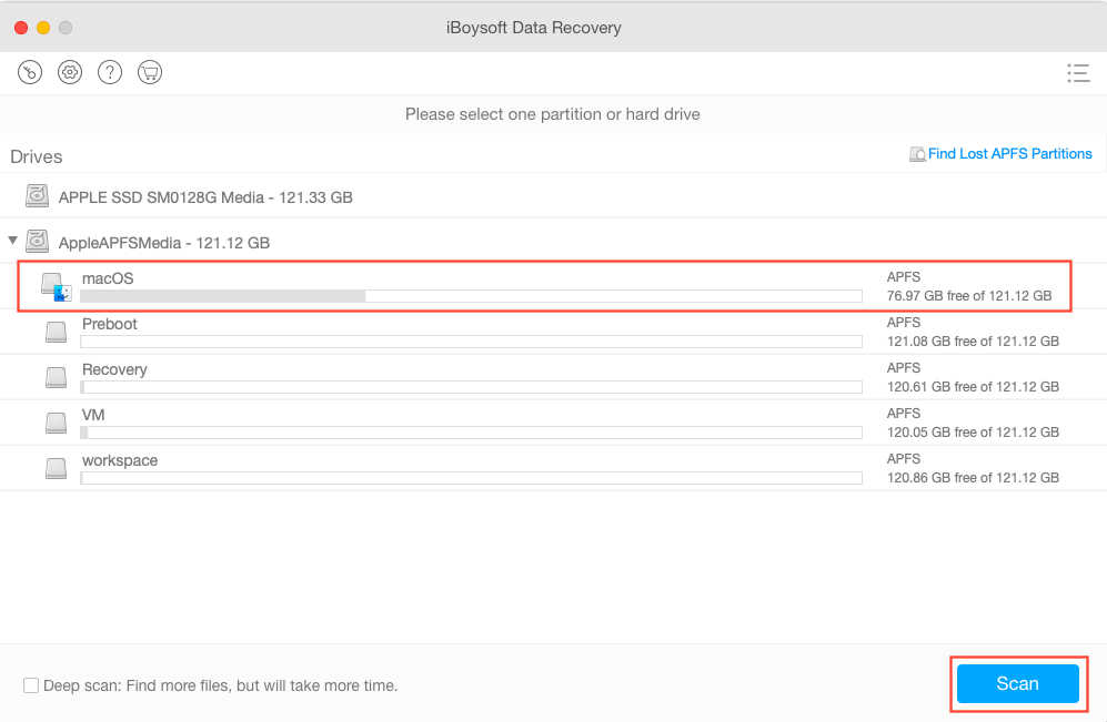 Recover lost data from APFS drives