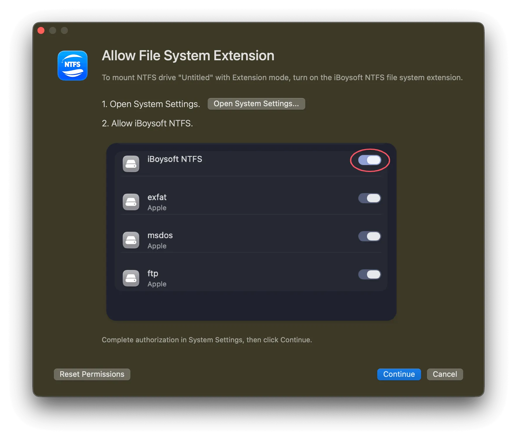 open System Settings