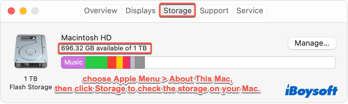 Check storage from About This Mac
