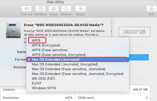 APFS vs. Mac OS Extended for disk format
