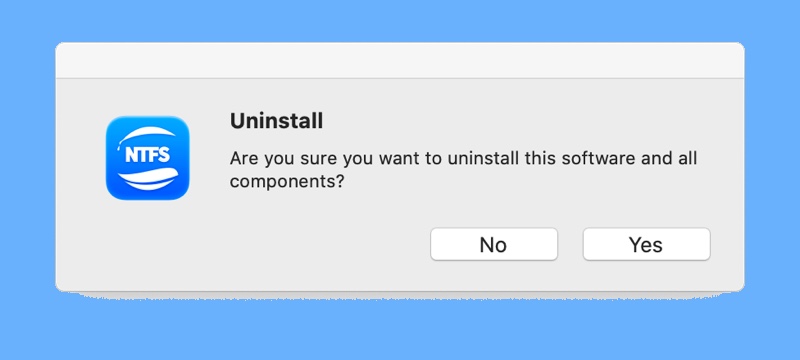 Confirm iBoysoft NTFS for Mac Continue uninstallation