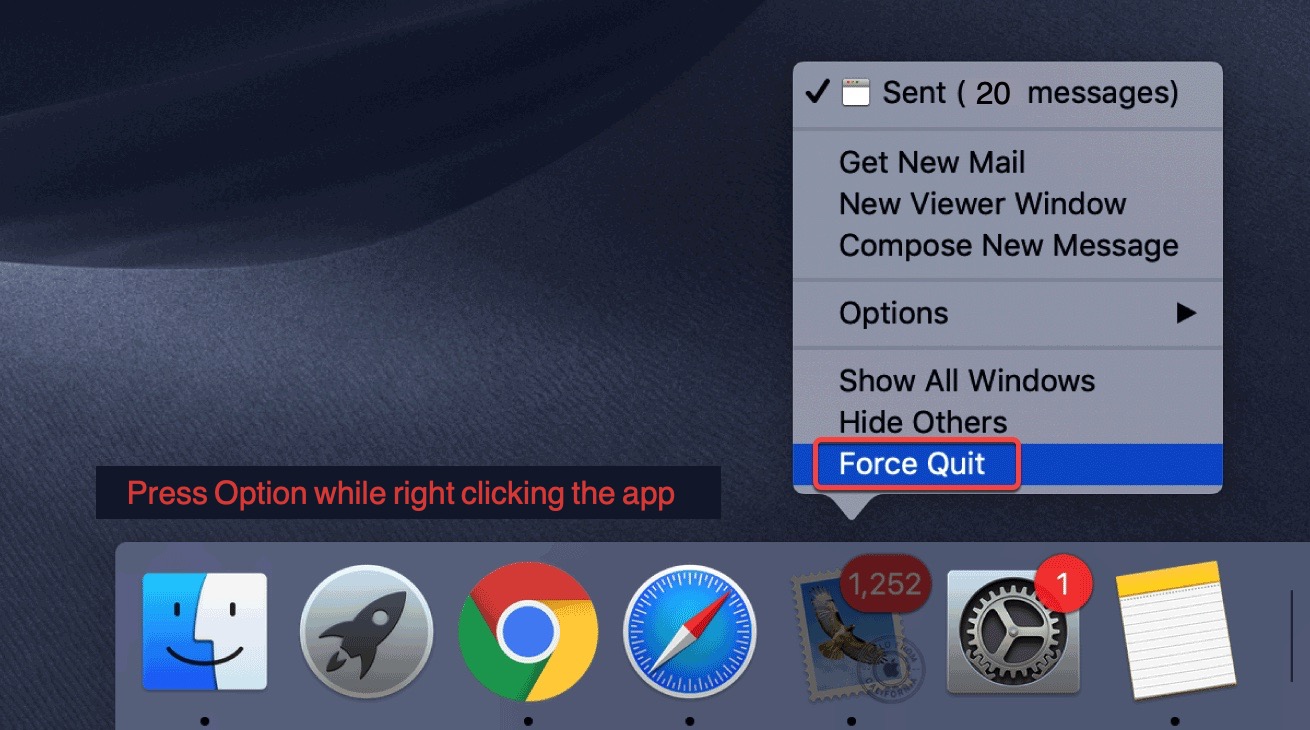 force quit on Mac with Mac Dock
