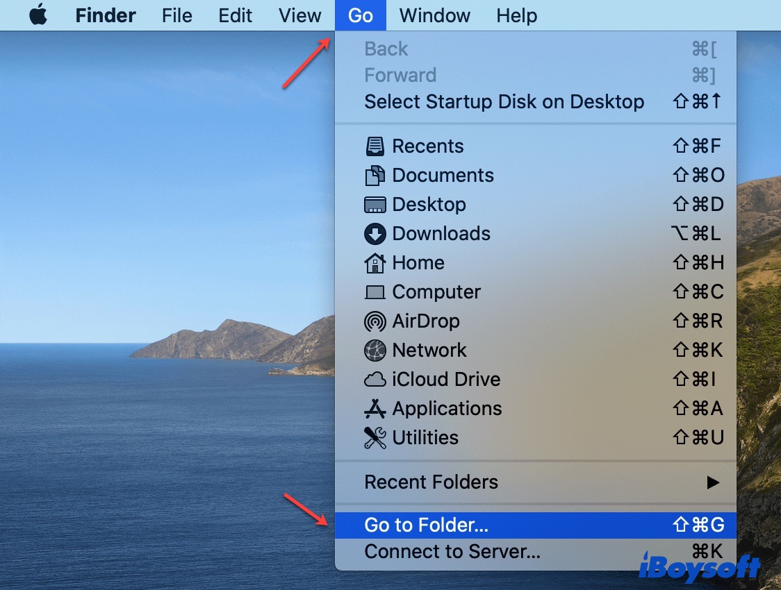 how to access Go to Folder in Finder