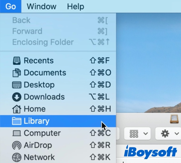 hidden Library folder on Mac