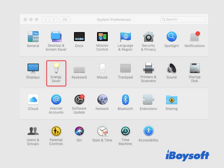 Open Energy Saver in System Preferences on Mac