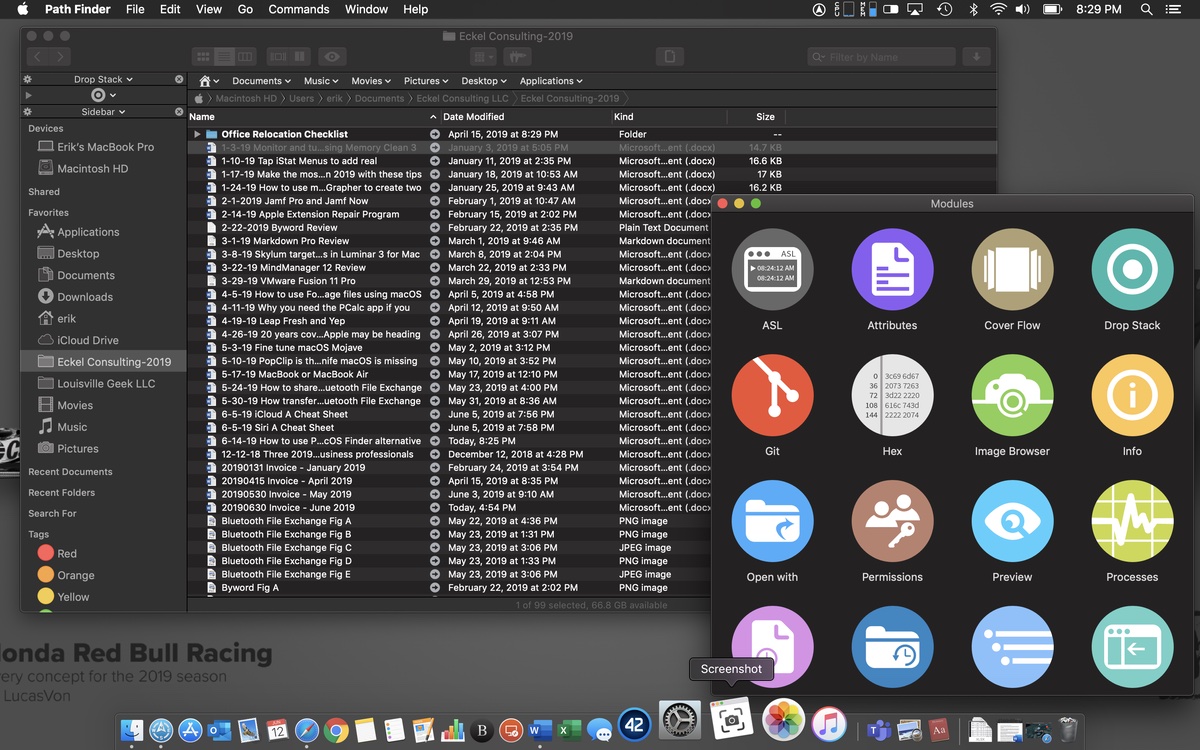 the interface of PathFinder Mac file manager