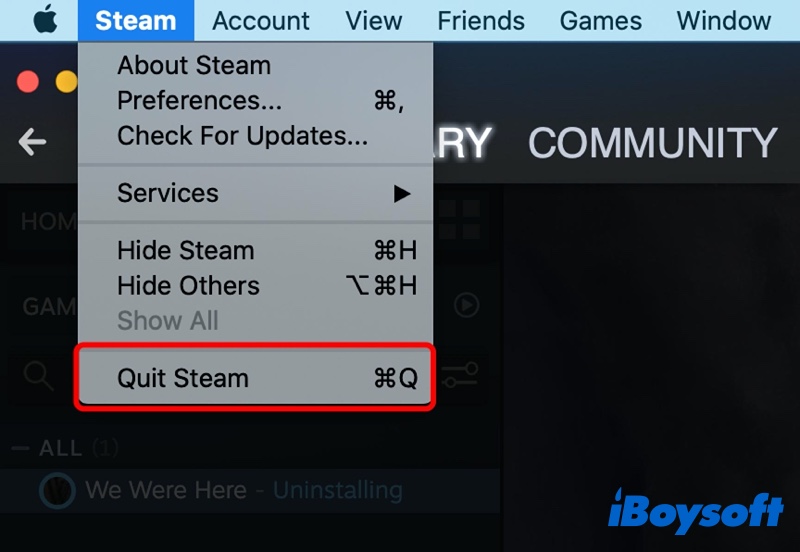 quit Steam on Mac