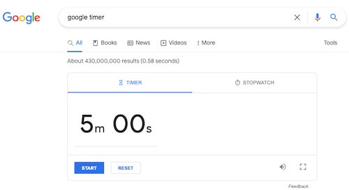 Search for Google Timer in Google Chrome