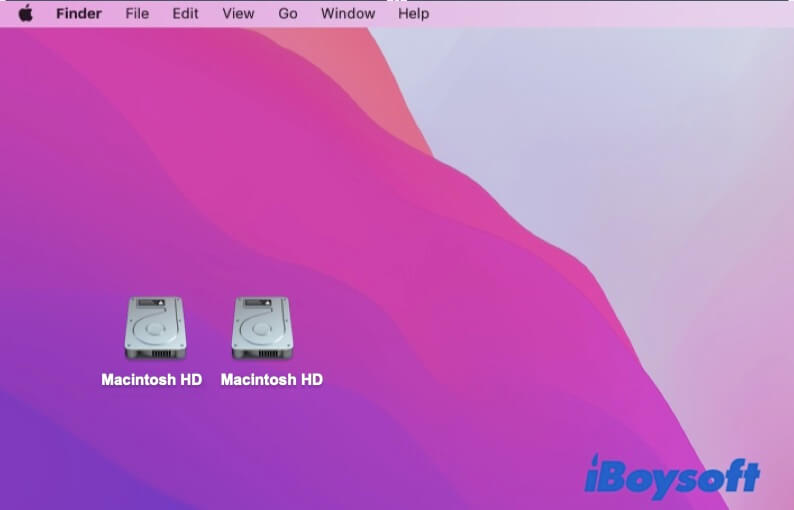 Two Macintosh HD show up on the desktop