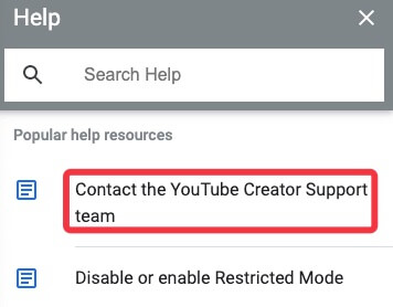 Contact YouTube support team for help