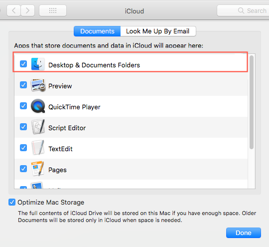 disable icloud desktop and document folders on macOS Mojave