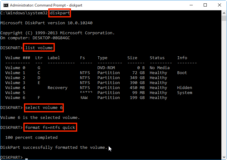 diskpart clean disk command