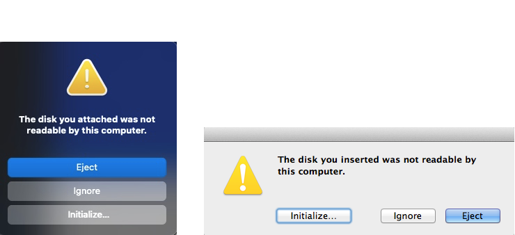 The disk you inserted was not readable by this computer