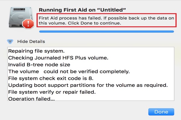 first aid volume could not be unmounted imac