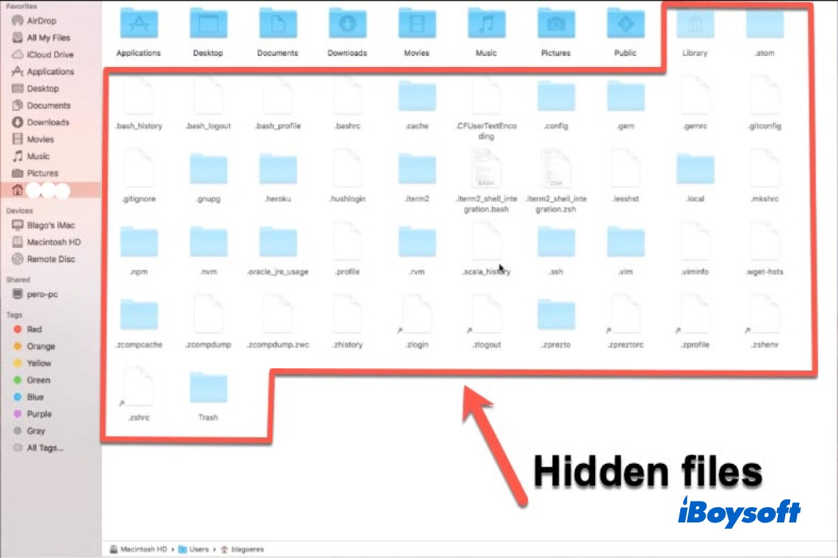 Show hidden files on Mac