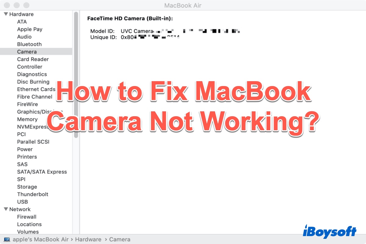 my macbook camera is not working